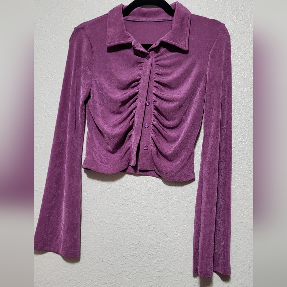 Chic Women's Purple Button Down Shirt